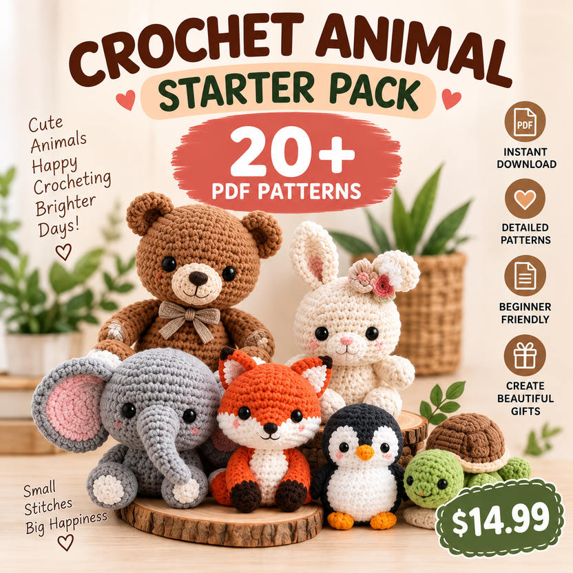 Crochet Animal Starter Pack - 20+ PDF Patterns