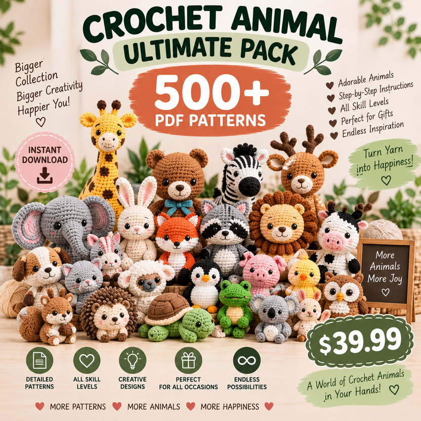 Crochet Animal Ultimate Pack - 500+ PDF Patterns