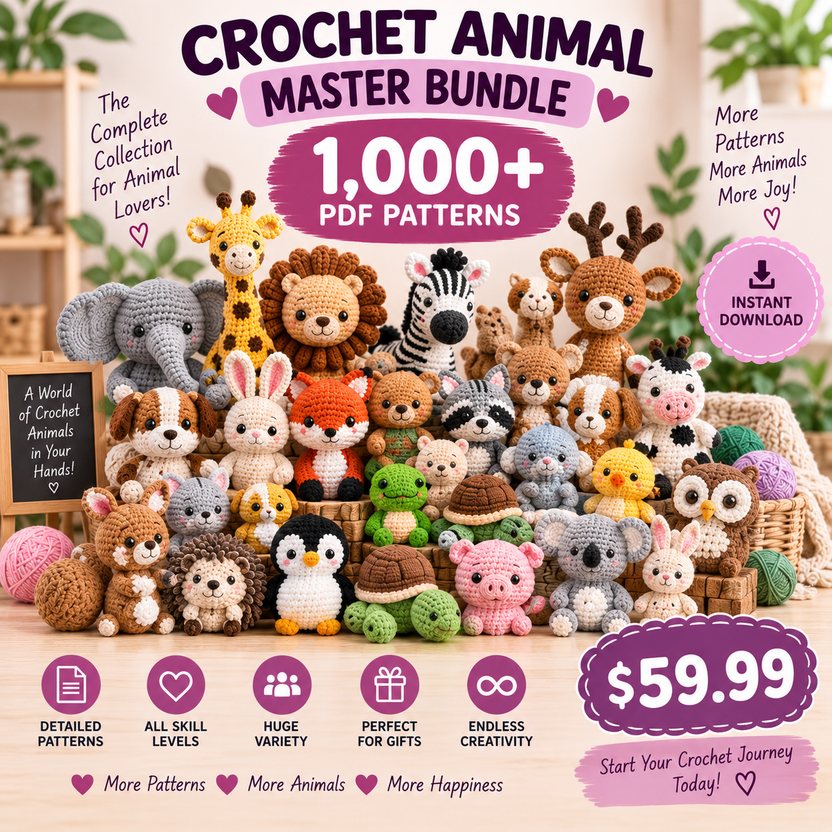 Crochet Animal Master Bundle - 1000+ PDF Patterns